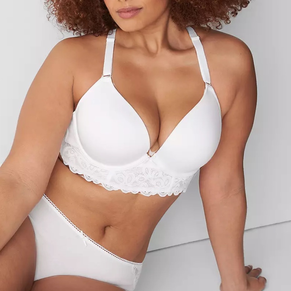 Cotton Boost Plunge Bra White Racerback 42DD